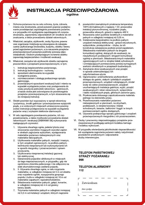 Ilustracja przedstawiająca przykładową instrukcję przeciwpożarową