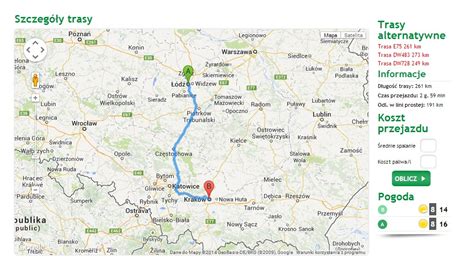 Mapa trasy przejazdu 
