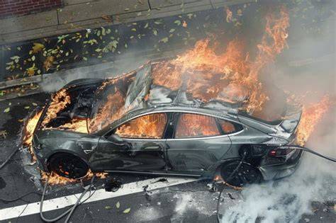 Thematic photo of burning cars on the street
