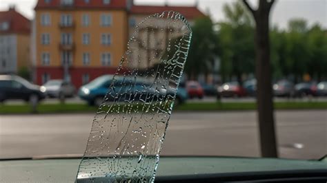 Zdjęcie przedstawiające uszkodzoną szybę samochodową