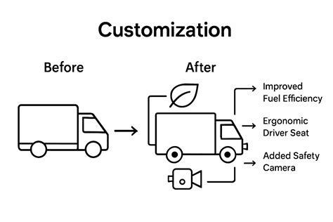 Infographic or photo showing the customization process of a fire truck