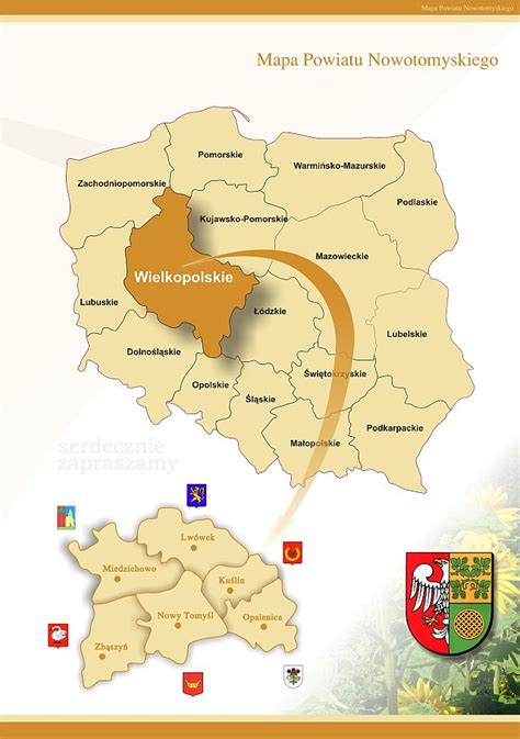 mapa powiatu nowotomyskiego z zaznaczonymi obszarami interwencji straży pożarnej