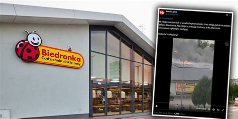 zdjęcie spalonego marketu Biedronka w Buku