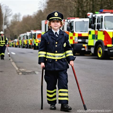 Uniform of a member of the Youth Fire Brigades (MDP) showing red elements