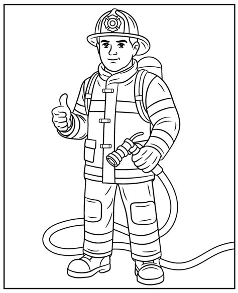 Zestaw ilustracji strażaków i ich sprzętu do druku