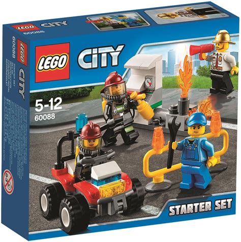 Scena akcji z zestawu LEGO City Strażacy Zestaw Startowy 60088 z płonącym rurociągiem i motorem straży pożarnej