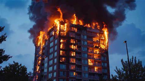 Thematic photo of a large building fire with smoke