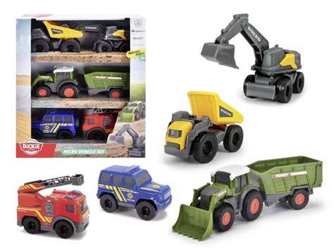 zdjęcie zestawu pięciu metalowych pojazdów Strażaka Sama od Dickie Toys