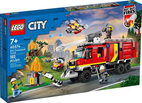 Zestaw LEGO City 60374 Terenowy Pojazd Straży Pożarnej z odczepianym centrum dowodzenia i ruchomym dźwigiem
