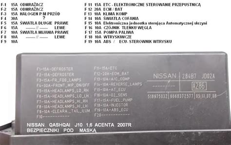 Zdjęcie przedstawiające spaloną komorę silnika w okolicach skrzynki bezpieczników w Nissan Navara