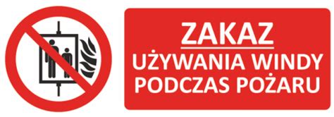 Grafika przedstawiająca zakaz korzystania z windy podczas ewakuacji