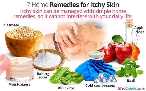 Infographic showing different home remedies for itching