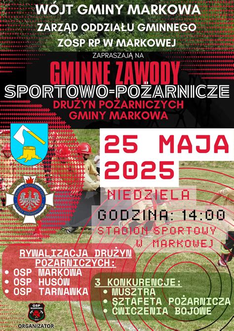 infografika przedstawiająca konkurencje zawodów sportowo-pożarniczych