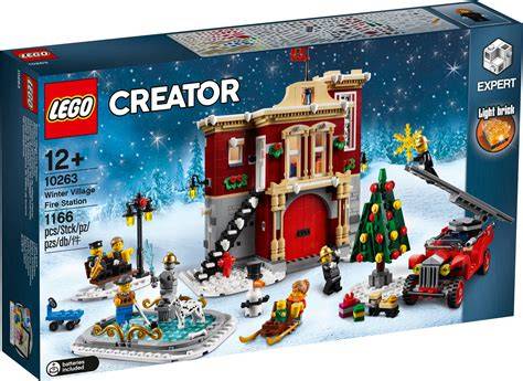 Wizualizacja zestawu LEGO 10263 Remiza Strażacka w Zimowej Wiosce
