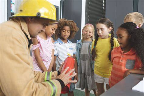 Thematic photo of children learning about fire safety