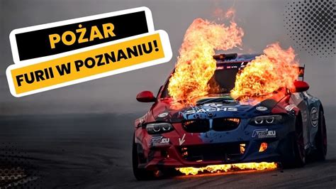 Zdjęcie płonącego samochodu Bartosza Ostałowskiego na torze w Poznaniu