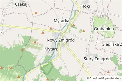 Mapa Gminy Nowy Żmigród z zaznaczonymi lokalizacjami jednostek OSP