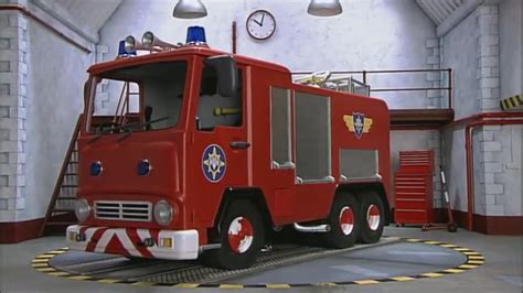 Thematic photo of Fireman Sam, possibly with his fire engine Jupiter and other characters