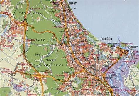 Mapa Gdańska z zaznaczoną Wyspą Sobieszewską i lokalizacją OSP