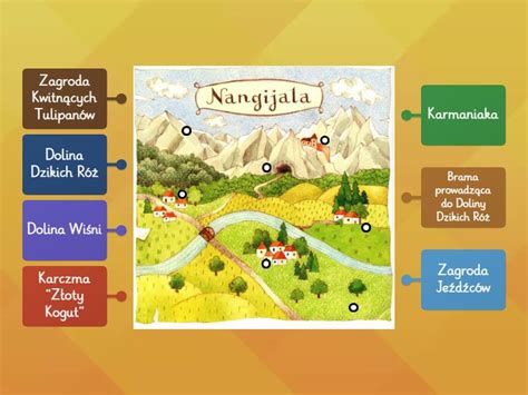 Mapa krainy Nangijala z Doliną Wiśni i Doliną Dzikich Róż