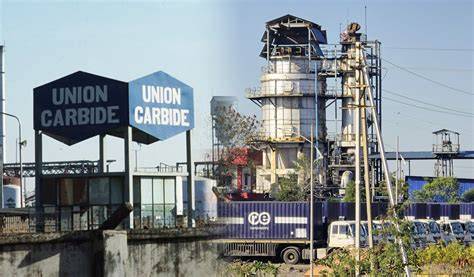Schemat fabryki Union Carbide i miejsca wycieku