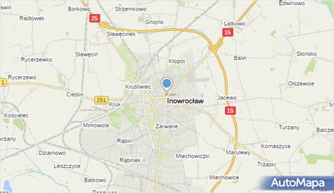 Mapa Inowrocławia z zaznaczonym obszarem utrudnień komunikacyjnych
