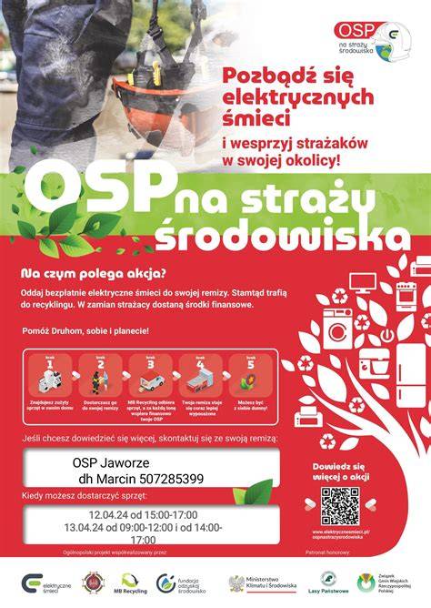 plakat informacyjny o zbiórce elektrośmieci organizowanej przez OSP