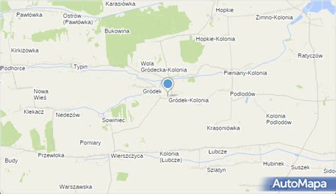 Mapa Gminy Jarczów z oznaczeniem miejscowości Gródek