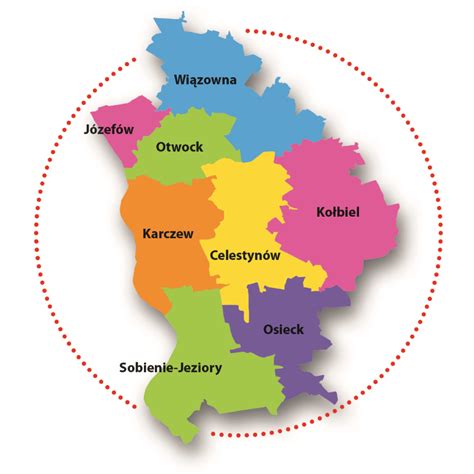Mapa powiatu otwockiego z zaznaczoną miejscowością Majdan i pobliską drogą S17