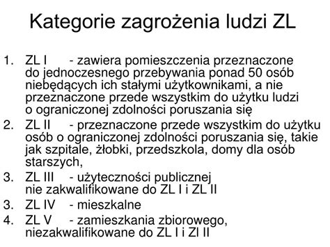infografika prezentująca kategorie zagrożenia ludzi ZL I-V