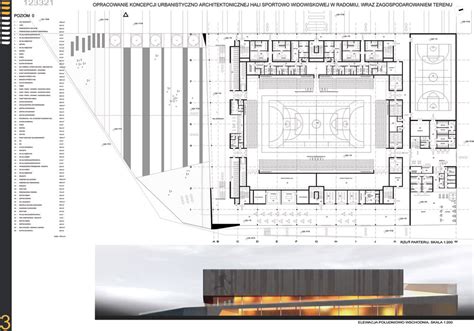 projekt hali sportowo-widowiskowej w Zbicznie, wizualizacja, rzut