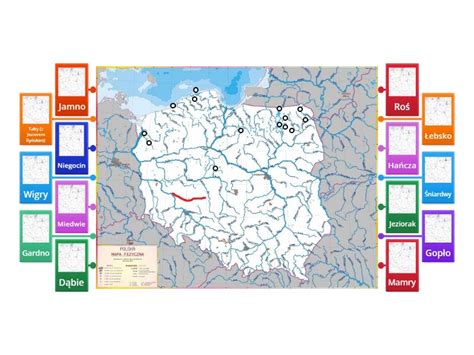 Mapa jezior Studzieniczne i Białe z zaznaczeniem obszarów ćwiczeń