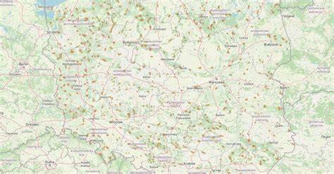 Mapa obszarów leśnych z zaznaczonym monitoringiem