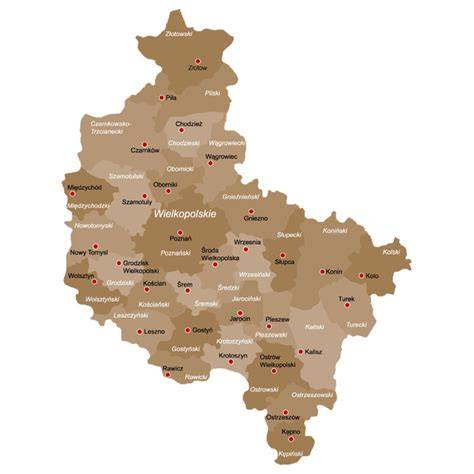mapa Wielkopolski z zaznaczonymi miejscami interwencji