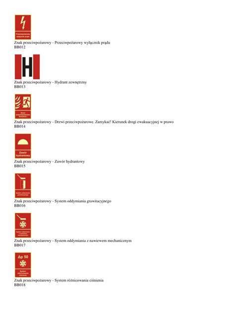 Ilustracja piktogramów ochrony przeciwpożarowej (gaśnice, hydranty, przyciski alarmowe)