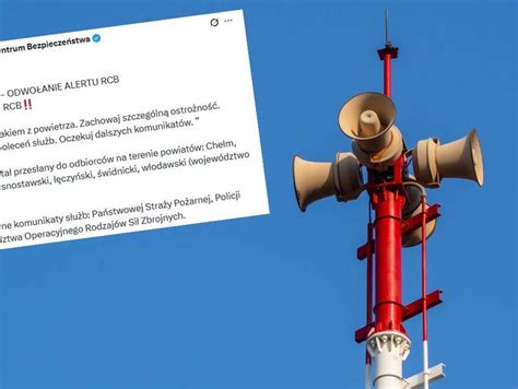 Ilustracja przedstawiająca syreny alarmowe lub pojazdy służb ratowniczych przed budynkiem użyteczności publicznej.