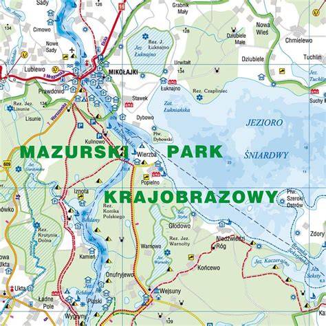 Mapa Wielkich Jezior Mazurskich z zaznaczeniem lokalizacji Jeziora Nidzkiego i Jagodnego