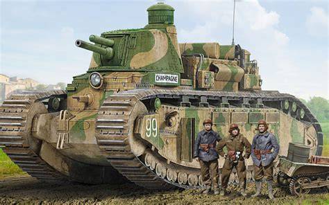 Render czołgu Fallen FCM 2C Stein z aktywnymi wieżami