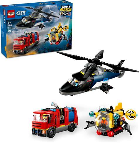 Zestaw LEGO z wozem strażackim i minifigurkami w akcji ratunkowej