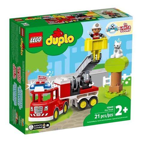 Zestaw LEGO DUPLO wóz strażacki z figurkami strażaka i kota