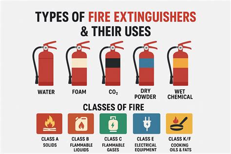 Photo of various types of fire extinguishers in a home setting
