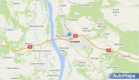 mapa gminy Annopol z zaznaczonymi miejscowościami