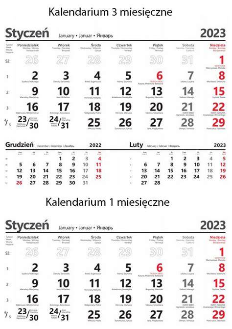 Różne typy kalendarzy strażackich: tradycyjny tabelaryczny, z wydzieranym kalendarium, z przesuwanym okienkiem