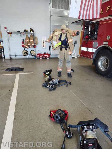 Instructional image showing proper donning of firefighting gear before entering a hazardous zone