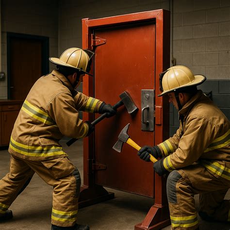 Infographic or diagram of safe door entry tactics for firefighters