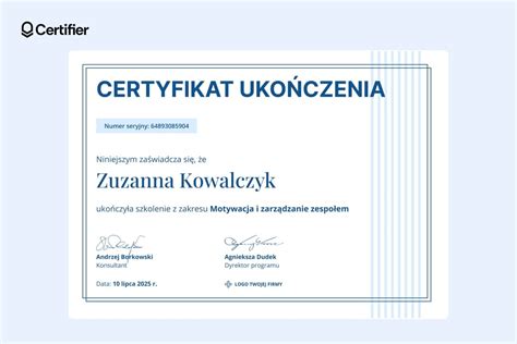 Wzór certyfikatu