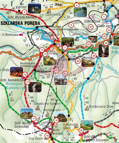 Mapa turystyczna Karkonoszy z zaznaczeniem okolic Łabskiego Szczytu oraz schroniska Labska Bouda