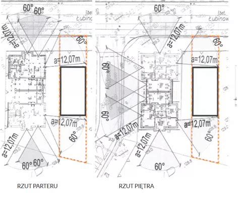 Plan piętra remizy z zaznaczonymi obszarami przeznaczonymi na wynajem