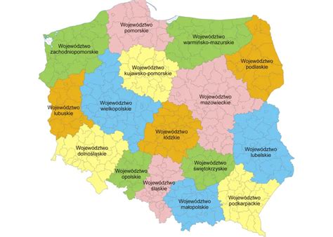 Mapa Polski z zaznaczonymi województwami, w których świadczone są usługi