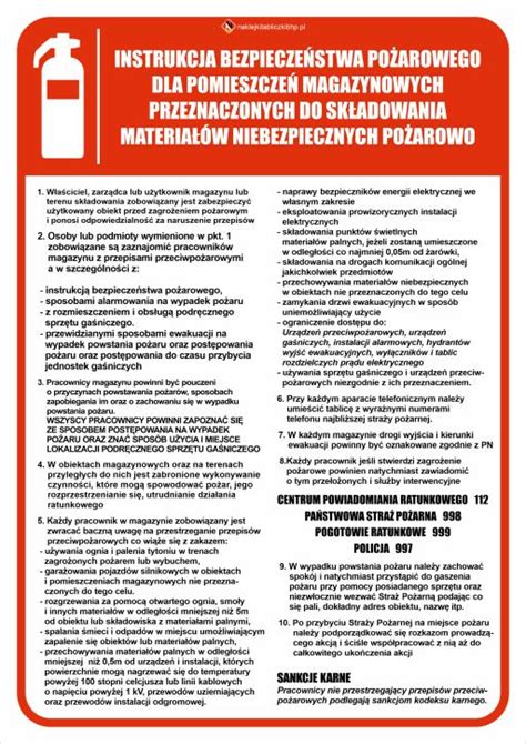 Przykładowa strona z instrukcji bezpieczeństwa pożarowego